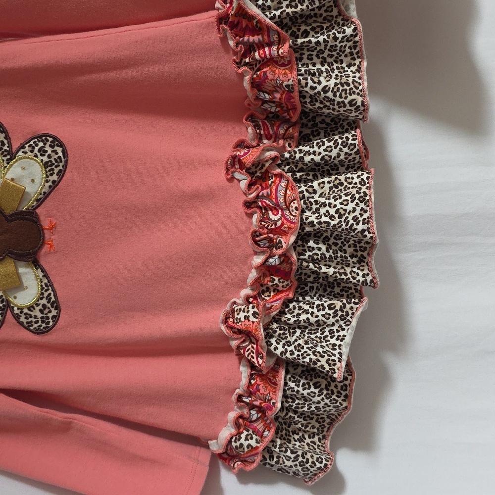 Bonnie Jean Pink & Brown 2-Piece Cotton Girls Outfit w/Turkey Applique.  Size 3T - Picture 4 of 10